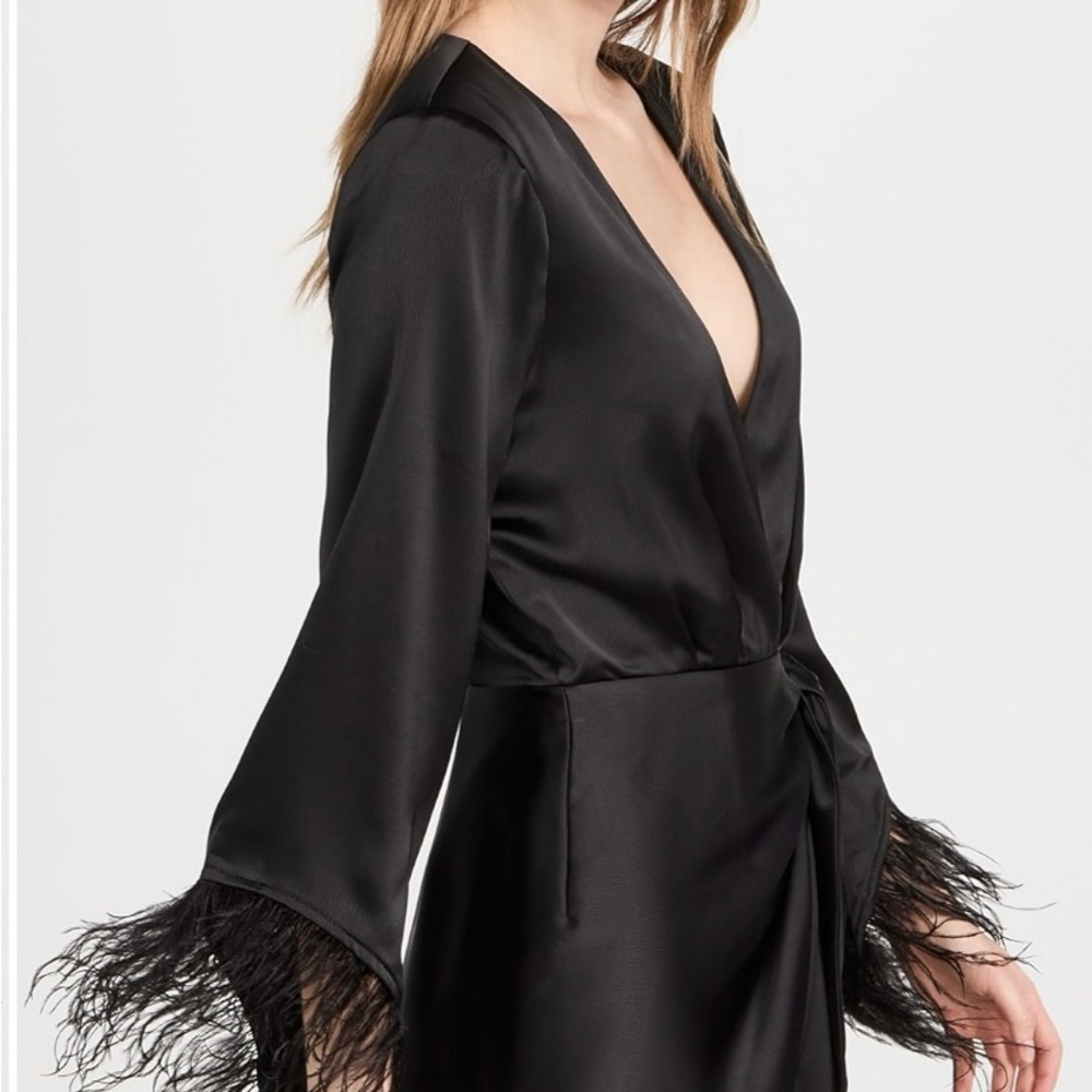 Wayf Black Feather Trim Robe - Picture 2 of 10